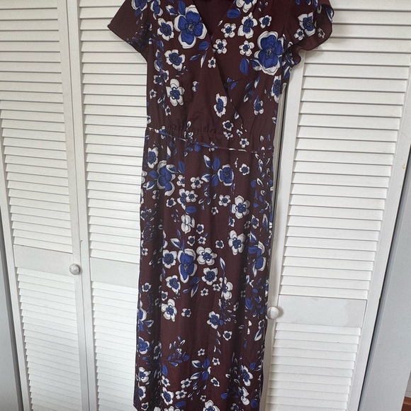 Banana Republic Floral Midi Dress - Brown and Blue - Picture 1 of 5